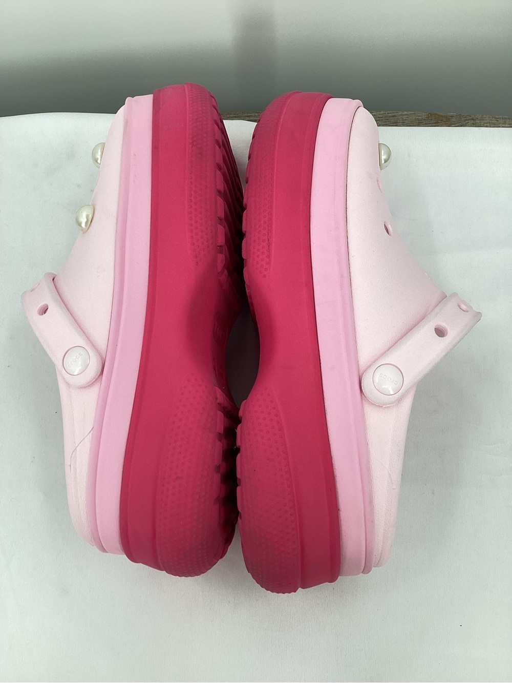 CROCS Platform Clogs in Light Pink and Hot Pink - Picture 8 of 11